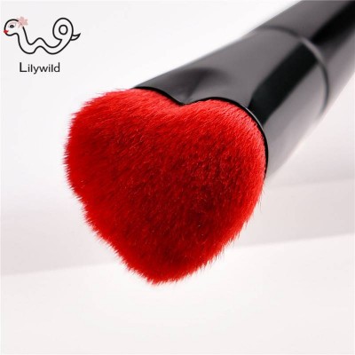 wholesale 1pcs single red heart shape private logo makeup brush