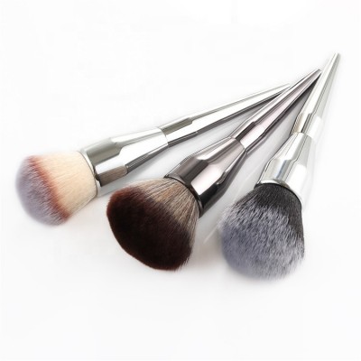 Silver Handle Makeup Cosmetic Tools Single Foundation Big Large Powder Brush